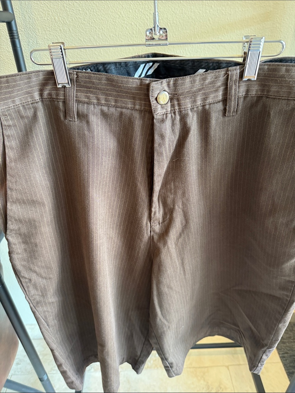 Men's Volcom Brown Pinstripe Pants - size 38